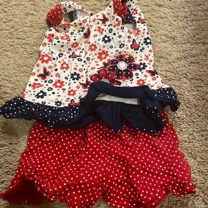 Shorts and shirt 4th of July 12 months